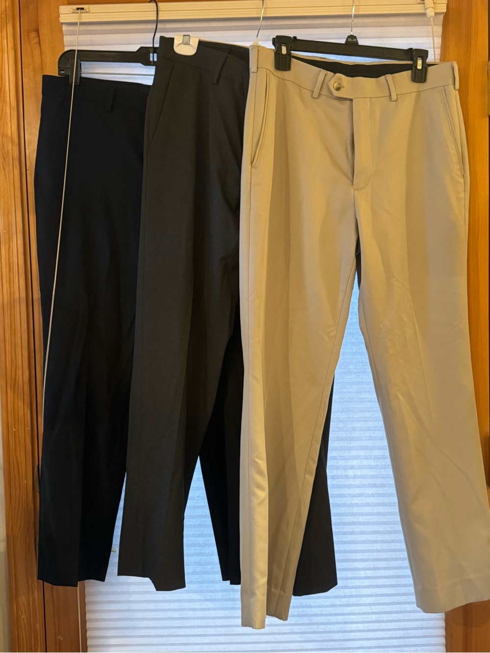 Lot of 3 Pairs Men's Classic Dress Pants - Black, Charcoal, and Khaki 32x30
